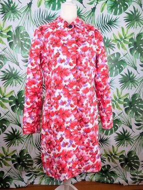 Land's End Floral Pleated Trench Rain Jacket (Size: 6-8)1lb 1.4oz